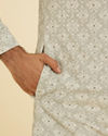 Manyavar Men Pale Pink and Pista Green Patterned Kurta Set
