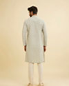 Manyavar Men Pale Pink and Pista Green Patterned Kurta Set
