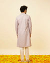 alt message - Manyavar Men Lavender Medallion Printed Kurta Set image number 5