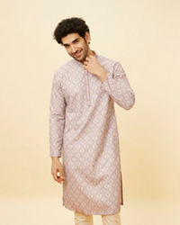 Manyavar Men Lavender Medallion Printed Kurta Set