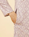 Manyavar Men Lavender Medallion Printed Kurta Set