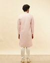 Manyavar Men Rose Pink Medallion Print Sequinned Kurta Set