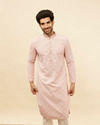 alt message - Manyavar Men Rose Pink Medallion Print Sequinned Kurta Set image number 0