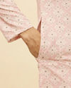 Manyavar Men Rose Pink Medallion Print Sequinned Kurta Set