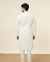 Manyavar Men Bright Cream Floral Chikankari Embroidered Kurta Set