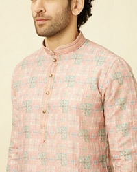 Manyavar Men Quartz Pink Mandala Printed Kurta Set