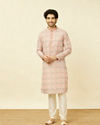 alt message - Manyavar Men Quartz Pink Mandala Printed Kurta Set image number 2