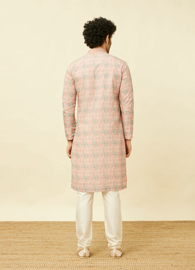 alt message - Manyavar Men Quartz Pink Mandala Printed Kurta Set image number 5