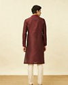 Manyavar Men Maroon Ogee Patterned Kurta Set