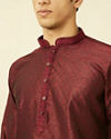 Manyavar Men Maroon Ogee Patterned Kurta Set