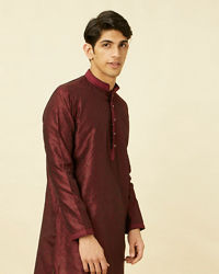 Manyavar Men Maroon Ogee Patterned Kurta Set