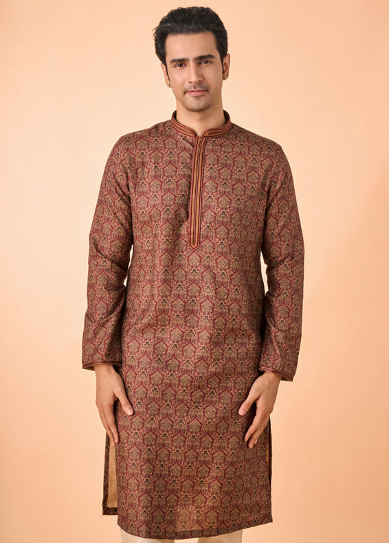 Manyavar Men Maroon Majesty Kurta Pajama