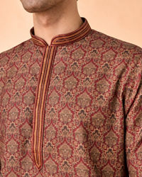 Manyavar Men Maroon Majesty Kurta Pajama