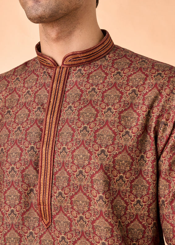 Manyavar Men Maroon Majesty Kurta Pajama