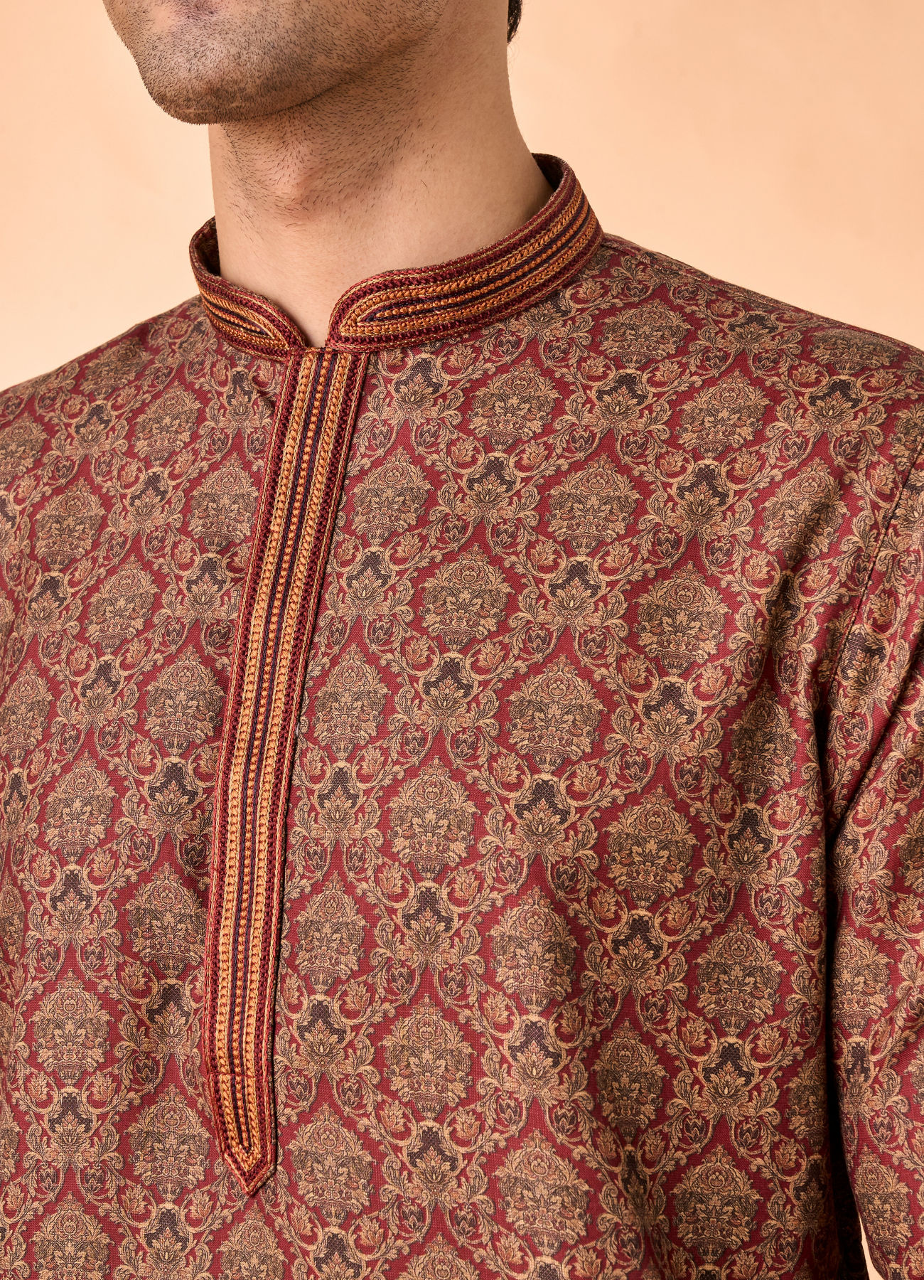 Manyavar Men Maroon Majesty Kurta Pajama
