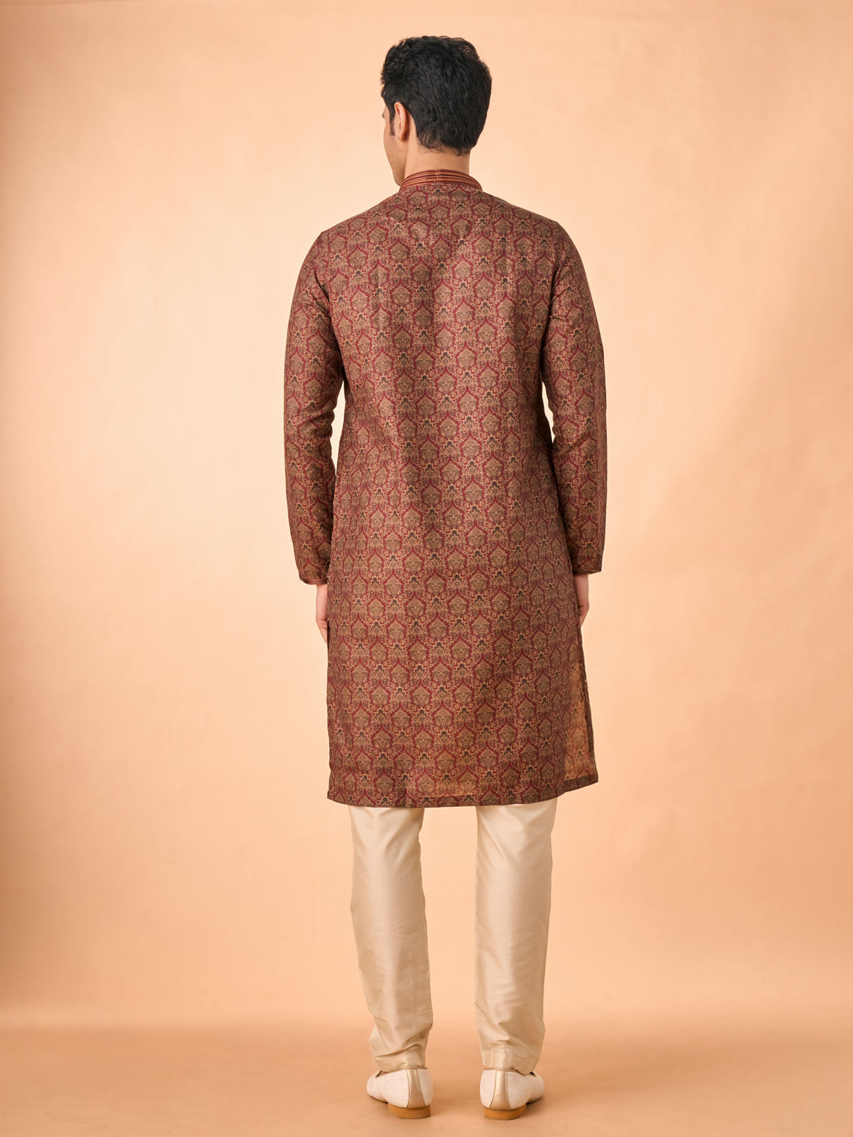 Manyavar Men Maroon Majesty Kurta Pajama