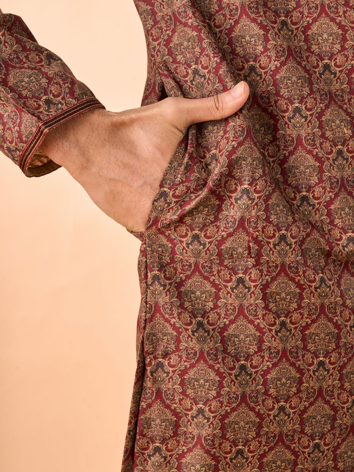 Manyavar Men Maroon Majesty Kurta Pajama