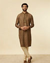 Manyavar Men Dark Green Paisley Printed Kurta Set