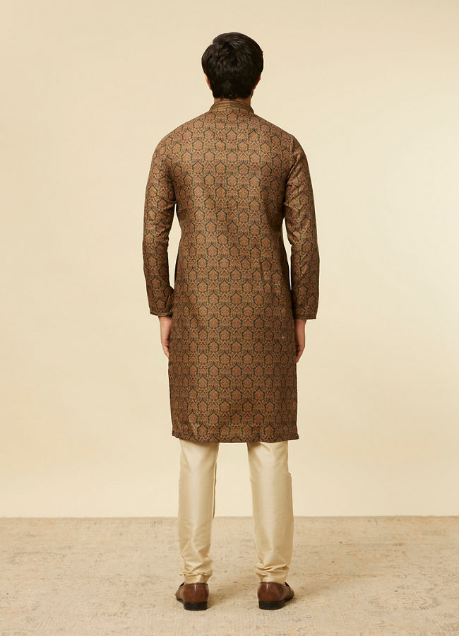 Manyavar Men Dark Green Paisley Printed Kurta Set