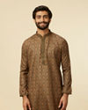 Manyavar Men Dark Green Paisley Printed Kurta Set