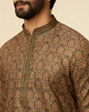 Manyavar Men Dark Green Paisley Printed Kurta Set