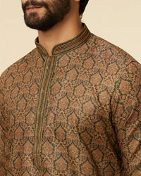 Manyavar Men Dark Green Paisley Printed Kurta Set