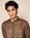 Manyavar Men Dark Green Paisley Printed Kurta Set