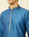 Manyavar Men Ocean Blue Shankh Motif Kurta Set