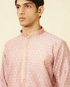 Manyavar Men Flamingo Pink Shankh Motif Kurta Set