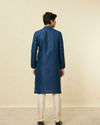 Manyavar Men Teal Blue Diamond Patterned Kurta Set