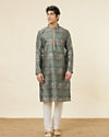 Manyavar Men Marble Blue Tree Of Life Print Kurta Set image number 2