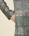 Manyavar Men Marble Blue Tree Of Life Print Kurta Set