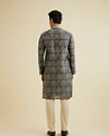 Manyavar Men Oxford Blue Tree Of Life Printed Kurta Set image number 5