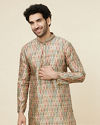 Pista Green and Beige Diamond Patterned Kurta Set