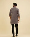 Manyavar Men Steel Grey Grid Patterned Sequinned Kurta Set image number 5