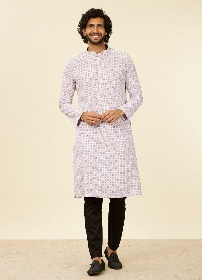 alt message - Manyavar Men Lilac Chikankari Kurta Set image number 2