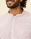 alt message - Manyavar Men Lilac Chikankari Kurta Set image number 1