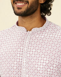 Manyavar Men Lilac Chikankari Kurta Set