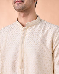 Manyavar Men Regal Cream Delight Kurta Pajama