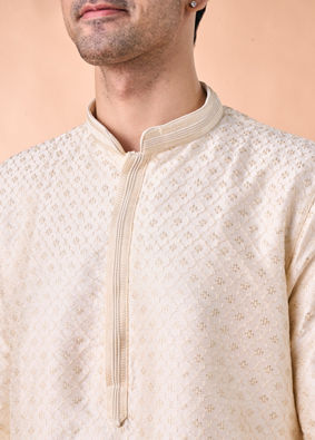 Manyavar Men Regal Cream Delight Kurta Pajama