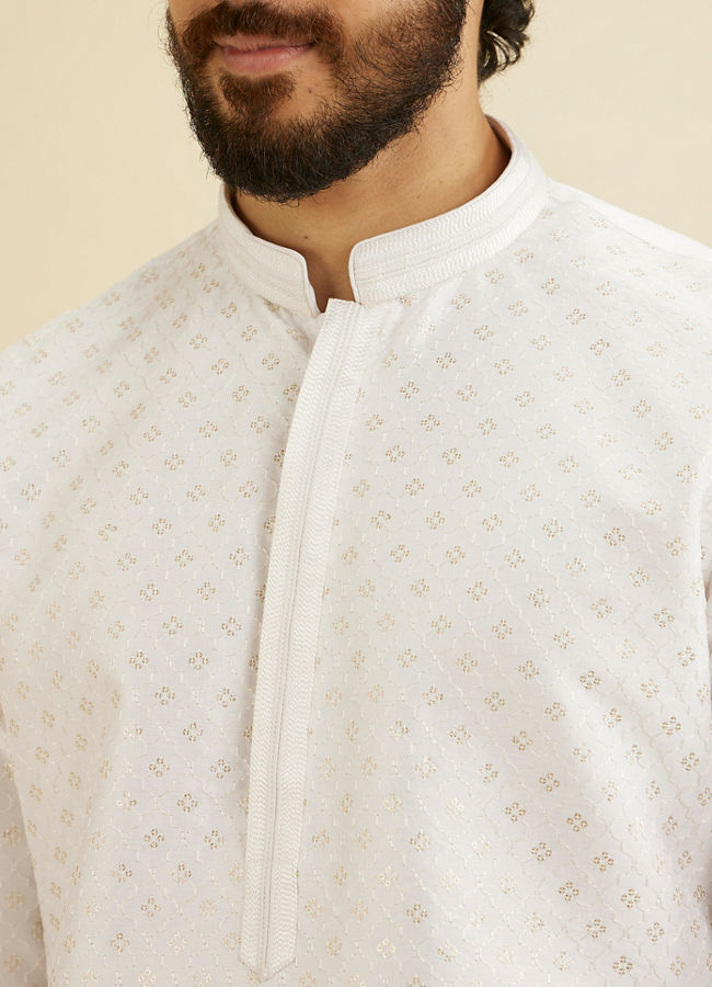 Manyavar Men White Elegance Kurta Pajama image number 1