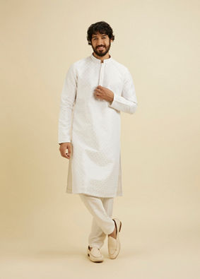 Manyavar Men White Elegance Kurta Pajama image number 2