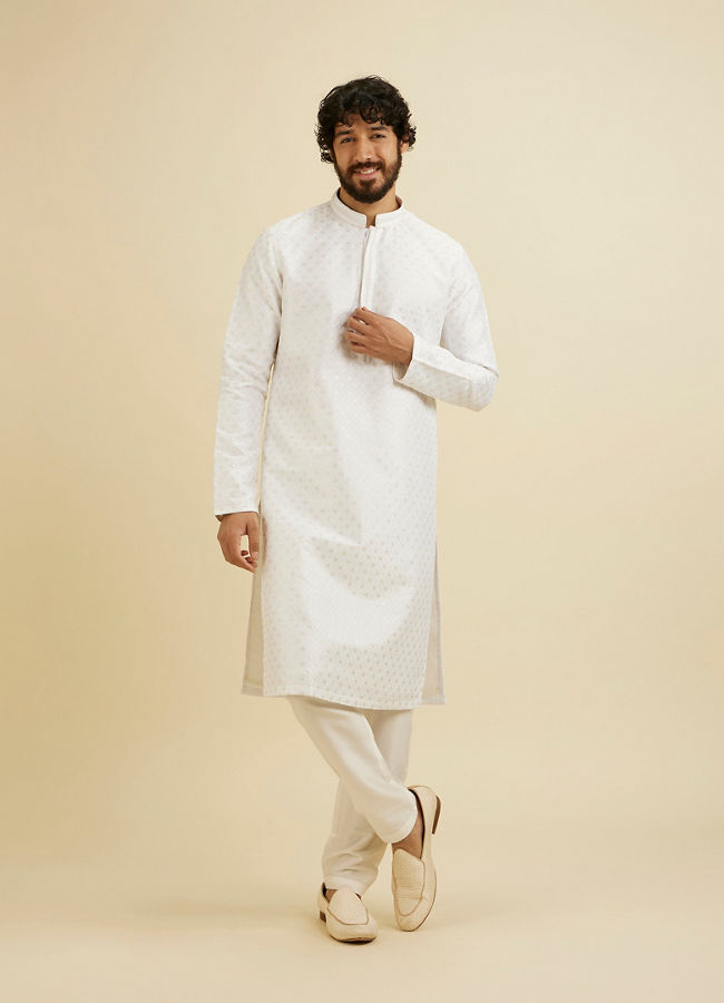 Manyavar Men White Elegance Kurta Pajama image number 2