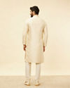 Manyavar Men Golden Beige Floral Jaal Patterned Kurta Set