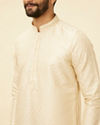 Manyavar Men Golden Beige Floral Jaal Patterned Kurta Set