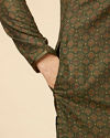 Manyavar Men Forest Green Floral Jaal Patterned Kurta Set
