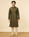 Manyavar Men Forest Green Floral Jaal Patterned Kurta Set