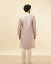 alt message - Manyavar Men Rose Pink Jhallar Print Kurta Set image number 5