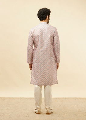 alt message - Manyavar Men Rose Pink Jhallar Print Kurta Set image number 5