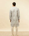 Manyavar Men Cloud Grey Abstract Print Foil Work Kurta Set